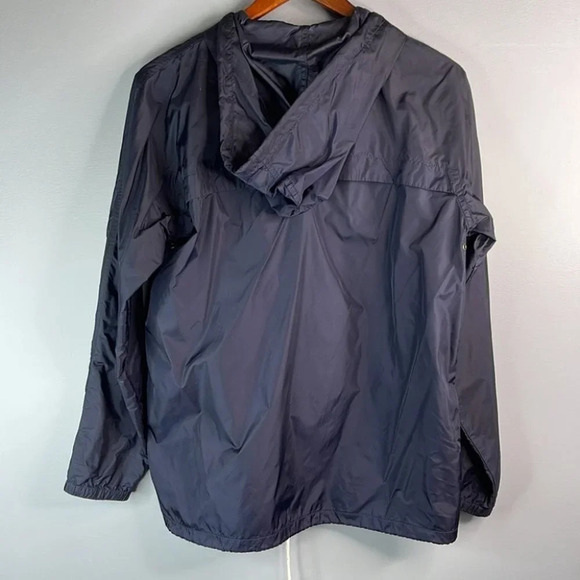 EDDIE BAUER Oversize Windbreaker Jacket Navy Hooded Drawstring Granola Size M - Picture 7 of 11